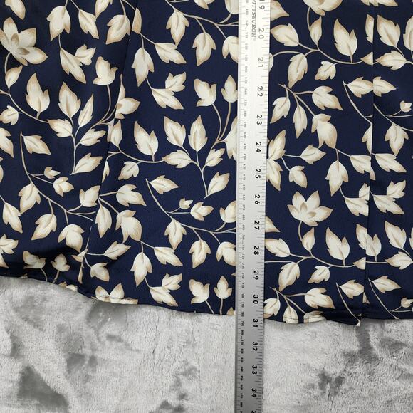 Vintage 90s Segue Skirt Women 2X Blue Tan Floral Faux Button Front Midi Back Zip - Picture 6 of 7